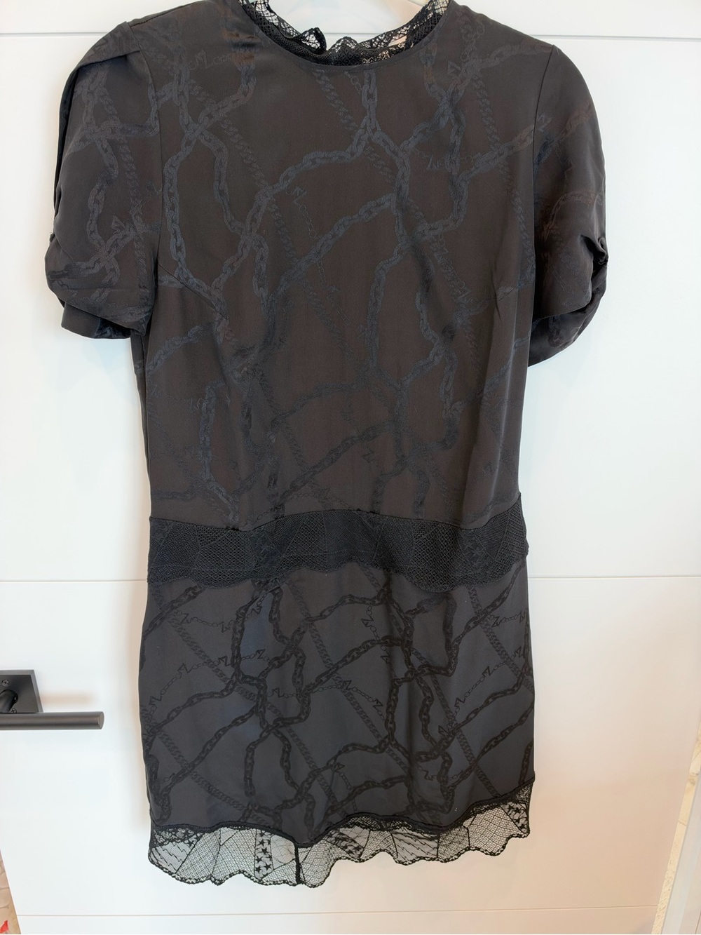 Zadig & Voltaire Black Short Sleeve Lace Trim Dress